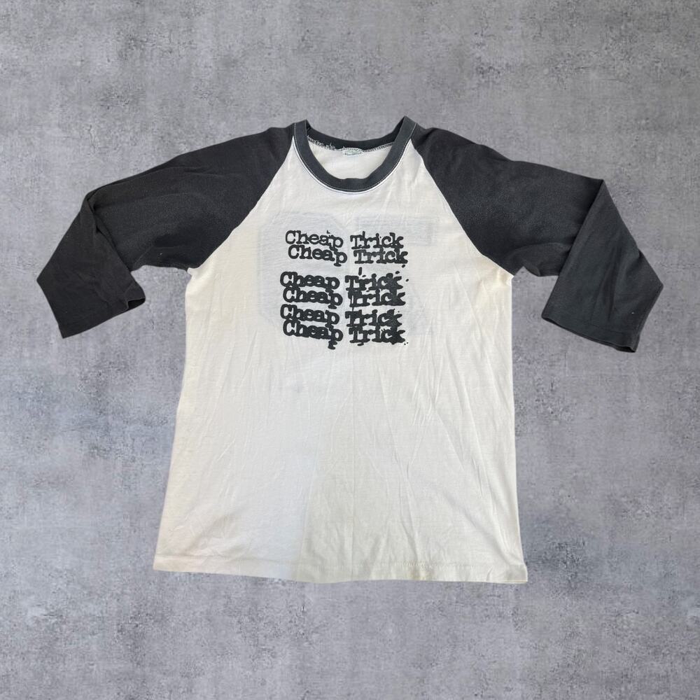 VTG 70s 80s Cheap Trick Concert T Shirt Raglan Baseball 50/50 Fun-Tees L USA